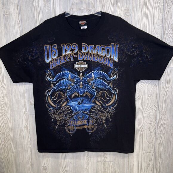Harley-Davidson US 129 Dragon T-Shirt Men's Size XL Black 2020/2021 Skulls NICE! - Picture 1 of 11